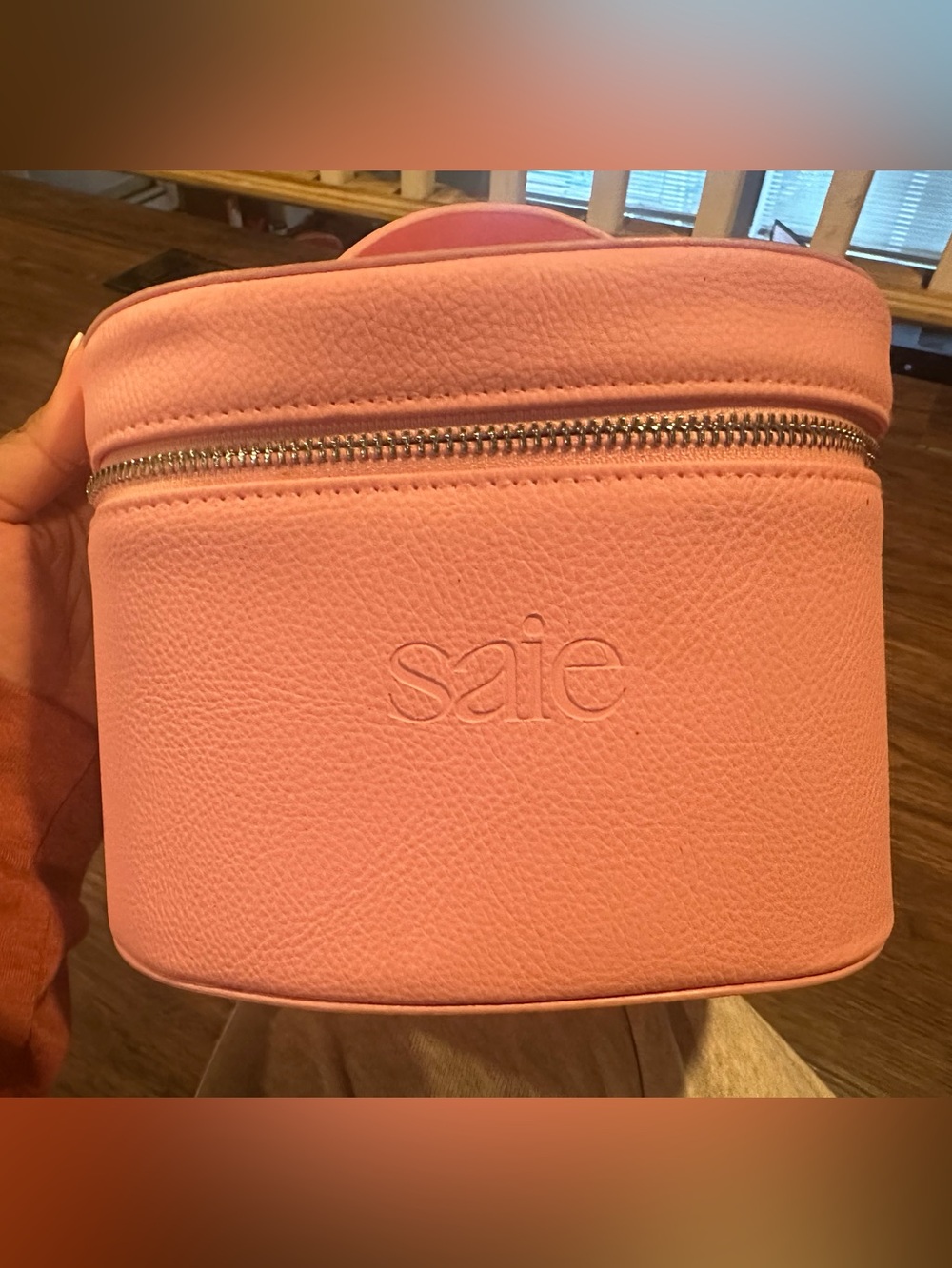 Saie Pink Pebbled Cosmetic Case
